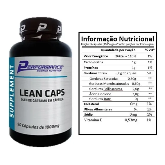 Lean Caps Óleo De Cártamo - 90 Softgels Performance Foto 1