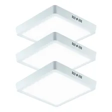 Led Kit 3 Painel Plafon 18w Quadrado Sobrepor Branco Frio Foto mini 3
