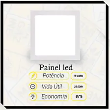 Led Kit 3 Painel Plafon 18w Quadrado Sobrepor Branco Frio Foto mini 4
