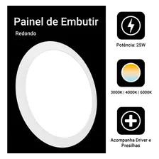 Led Painel Plafon Embutir 25w Redondo Luz Branco Neutro Cor Branco/Neutro 110V/220V (Bivolt) Foto mini 4