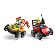 Lego Carros De Corrida Pizza Vs Caminhão Dos Bombeiros 60458 Foto mini 3