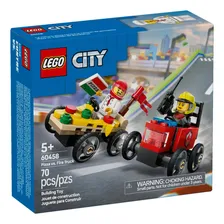 Lego Carros De Corrida Pizza Vs Caminhão Dos Bombeiros 60458 Foto mini 1