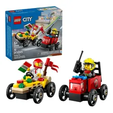 Lego Carros De Corrida Pizza Vs Caminhão Dos Bombeiros 60458 Foto mini 4