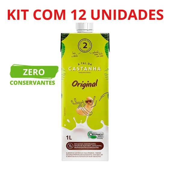 Leite Vegetal Orgânico Cast Caju Original 1litro Kit Com 12 Foto 1
