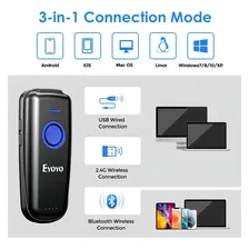 Leitor C贸digos Barras Qr Code Sem Fio Eyoyo Ey023 1d 2d C Cor Preto Foto mini 2