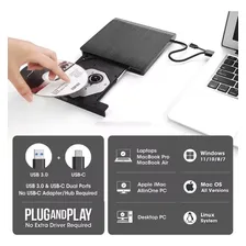 Leitor De Cd Dvd Driver Via Usb 3.0 Note Pc Mac Plug & Play Cor Preto 127/220v Foto mini 3