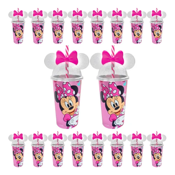 Lembrança Decoração Plasútil Festa Aniversário Minnie Rosa Kit C/ 15 Foto 1