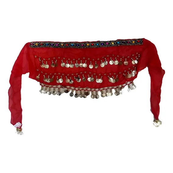 Lenço De Moeda Para Dança Do Ventre! Garantida! Cor Vermelho Foto 1