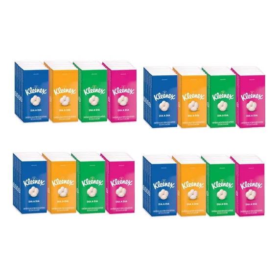 Lenço Papel Kleenex Bolso 48 Pacotes Com 10 Lenços 21cmx21cm Foto 1