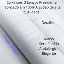 Lenço Presidente Branco 100% Algodão Masculino Cx Com 3 Unid Foto mini 4