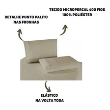 Lencol Casal Elastico 400 Fios Bege Jg De Cama Micropercal Foto mini 2