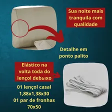 Lencol Casal Elastico 400 Fios Bege Jg De Cama Micropercal Foto mini 3