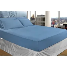 Lençol King Size Malha 100% Algodão Azul Sbx Foto  mini 1