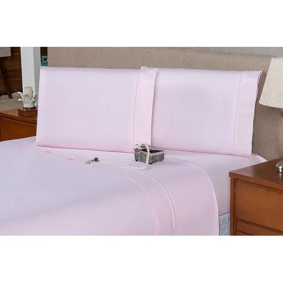 Lençol Solt. 3 Pçs Percal 200 F C Vira P Palito 12 Cores Cor Rosa Desenho Do Tecido Liso Foto 1