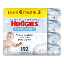 Lenços Umedecidos Huggies Recém Nascido Pack C/4 - 192 Un Foto  mini 1