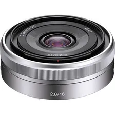 Lente Sony E 16mm F/2.8 - Sel16f28 + Nf-e ** Cor Prateado Foto  mini 1