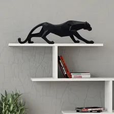 Leopardo Estátua Pantera Jaguar Decorativa Luxo Resina 39cm Cor Pantera Negra Foto mini 2
