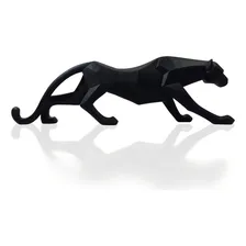 Leopardo Estátua Pantera Jaguar Decorativa Luxo Resina 39cm Cor Pantera Negra Foto mini 1