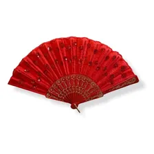 Leque Bordado Paetê Luxo Vermelho Foto mini 1