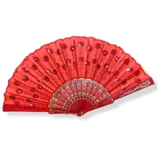 Leque Bordado Paetê Luxo Vermelho Foto mini 2