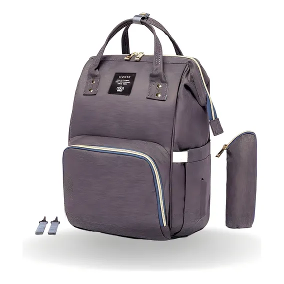Lequeen Oficial Mochila Maternidade 25x40cm cor cinza feminina mãmãe bebê reforçada Foto 1