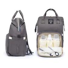 Lequeen Oficial Mochila Maternidade 25x40cm cor cinza feminina mãmãe bebê reforçada Foto mini  2