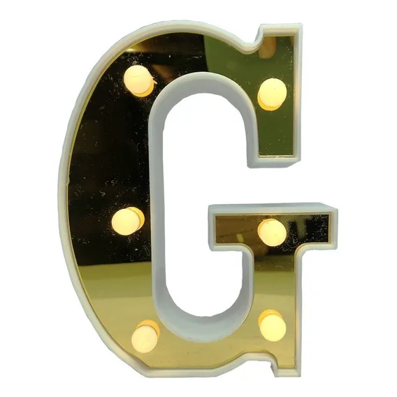 Letra Luminária Led 3d Decorativa Dourada Hiperfesta Und Cor G Foto 1