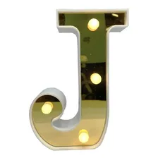 Letra Luminária Led 3d Decorativa Dourada Hiperfesta Und Cor J Foto mini 1