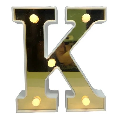 Letra Luminária Led 3d Decorativa Dourada Hiperfesta Und Cor K Foto 1