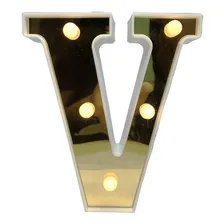Letra Luminária Led 3d Decorativa Dourada Hiperfesta Und Cor V Foto mini 1