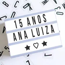 Letreiro Quadro Led Light Box Cinema A4 Com 96 Letras Numero Foto mini 4