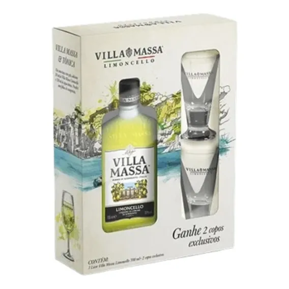 Licor Limoncello Villa Massa 700ml + 2 Copos Personalizados Foto 1