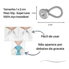Like Tie Kit 10 Extensor Colarinho De Camisa Metal Inox Cor Prateado Foto mini  2
