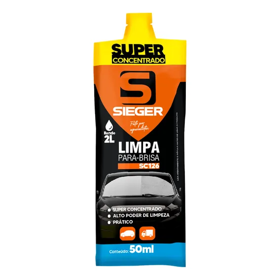 Limpa Para-brisa Sieger Super Concentrado Sachê Sc126 50ml Foto 1