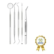 Limpeza Dente Kit Aço Inoxidável 5 Peças Dentista Odonto Foto mini 1