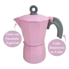 Linda Cafeteira Italiana Rosa 6 Xícaras 300 Foto mini 4