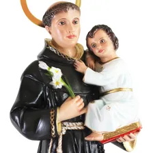 Linda Imagem Escultura Santo Antonio 30cm Cor Preto Foto mini 4
