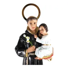 Linda Imagem Escultura Santo Antonio 30cm Cor Preto Foto mini  3