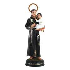 Linda Imagem Escultura Santo Antonio 30cm Cor Preto Foto mini  2