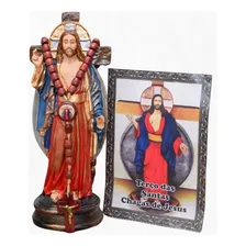 Linda Imagem Santas Chagas Em Gesso + Terço Em Madeira Cor Colorido Foto mini 1