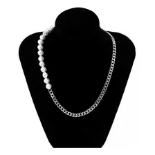 Lindo Colar Metal Com Perolas Moda Masculina Tendencia 8mm Foto mini 2