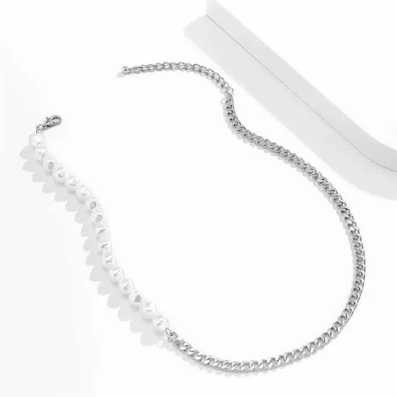 Lindo Colar Metal Com Perolas Moda Masculina Tendencia 8mm Foto 1