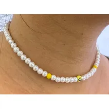 Lindo Colar Perola Com Smile Top 6mm 40cm Tiktok Aesthetic Foto mini 2