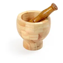 Lindo Pilão Madeira Bambu Com Socador Temperos Condimentos Foto mini 1