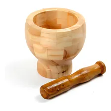 Lindo Pilão Madeira Bambu Com Socador Temperos Condimentos Foto mini 3