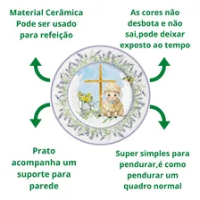 Lindo Prato Cerâmica Parede Ovelha Ø20cm Com Suporte Cor Lindo Prato Cerâmica Parede Ovelha Ø20cm Com Suporte Lavanda Animais Foto mini  3