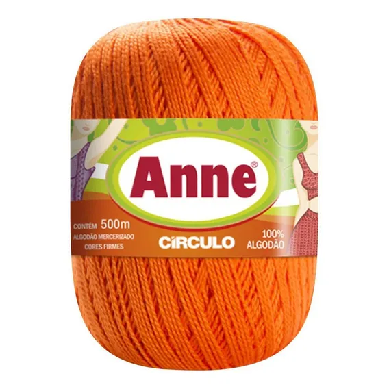 Linha Fio Anne Círculo Crochê Tricô Colorida 500m 295 Tex Cor Laranja Foto 1