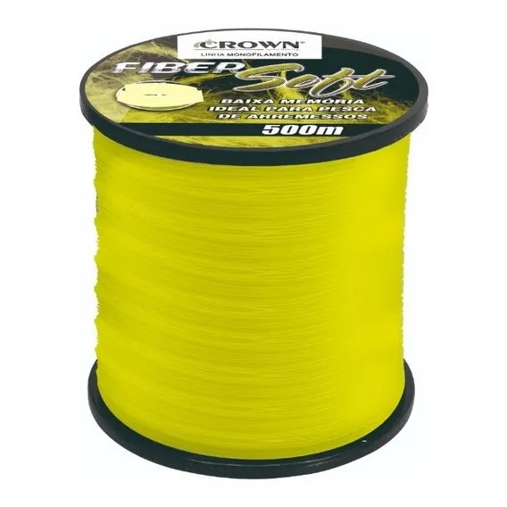 Linha Mono Crown Fiber Soft Yellow 0,43mm 37lb/16,8kg - 500m Foto 1