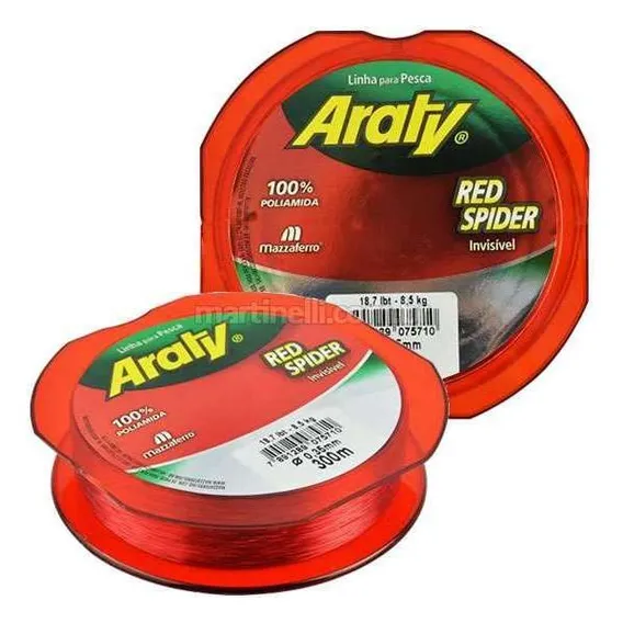 Linha Monofilamento Araty Red Spider 0,35mm 300m Vermelha Foto 1