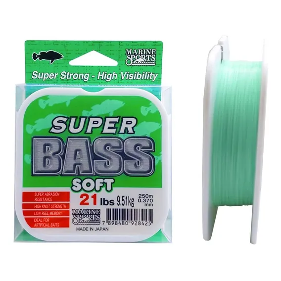 Linha Monofilamento Super Bass Soft 0,37mm 21lbs 9,51kg 250m Cor Verde Foto 1
